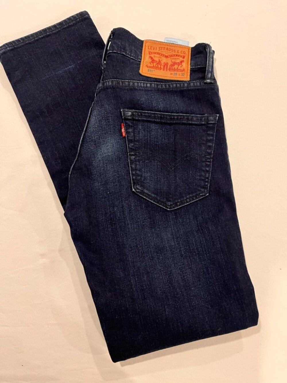Levis 511 Slim Fit Jeans Mens 28x32 Dark Indigo Blue Rinse Stretch Denim
